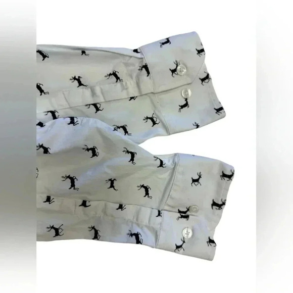 1670 Long Sleeve Button Down Black White Dress Shirt Buck Deer Size 16 - Picture 5 of 7